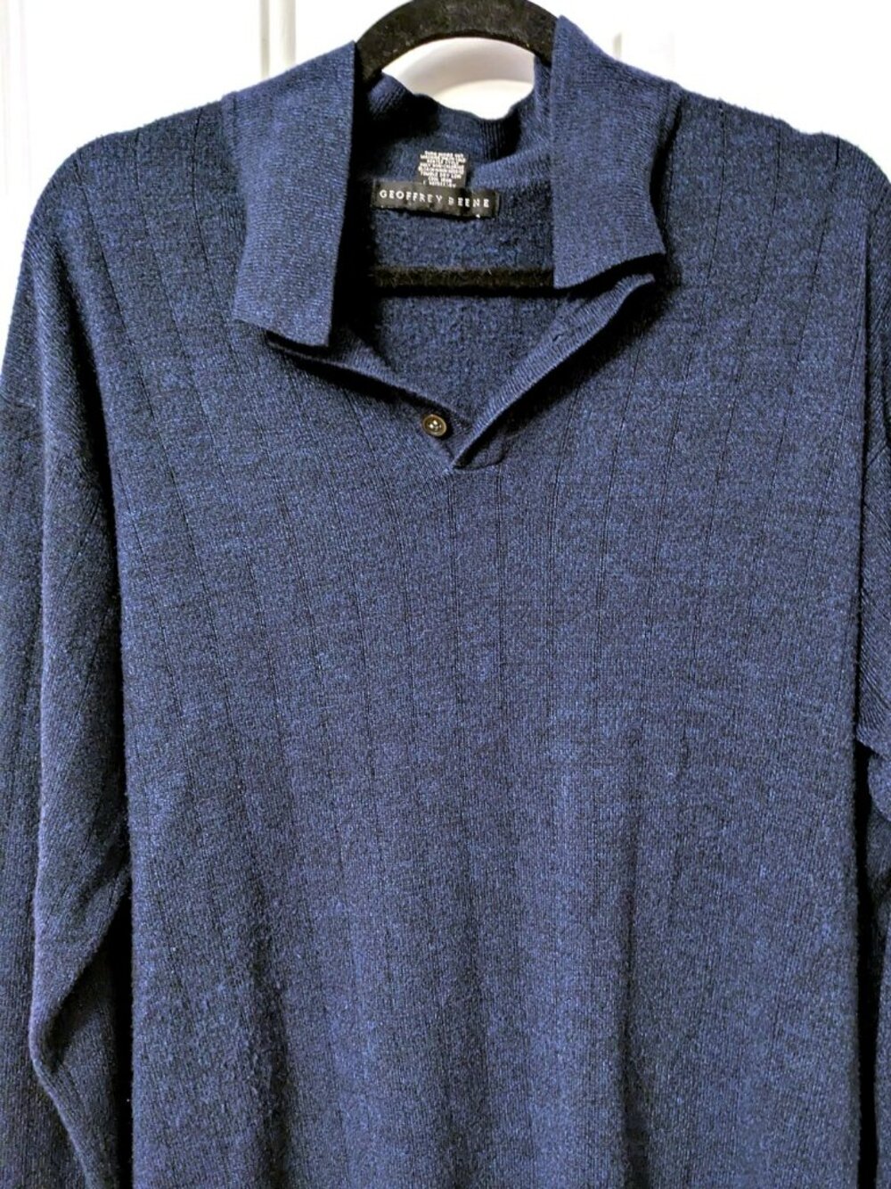 Geoffrey Beene Ribbed Johnny Collar Sweater